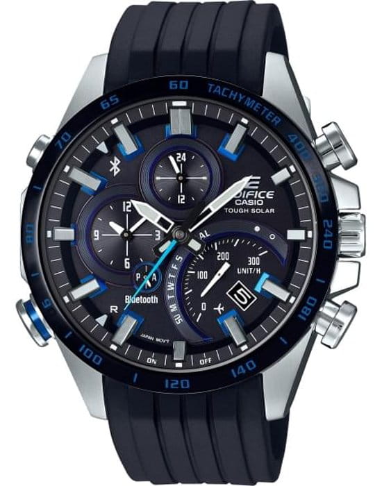 Casio Casio Edifice EQB-501XBR-1A EQB EQB-501XBR-1A кварцевые мужские часы синий циферблат, браслет полимер — вид спереди