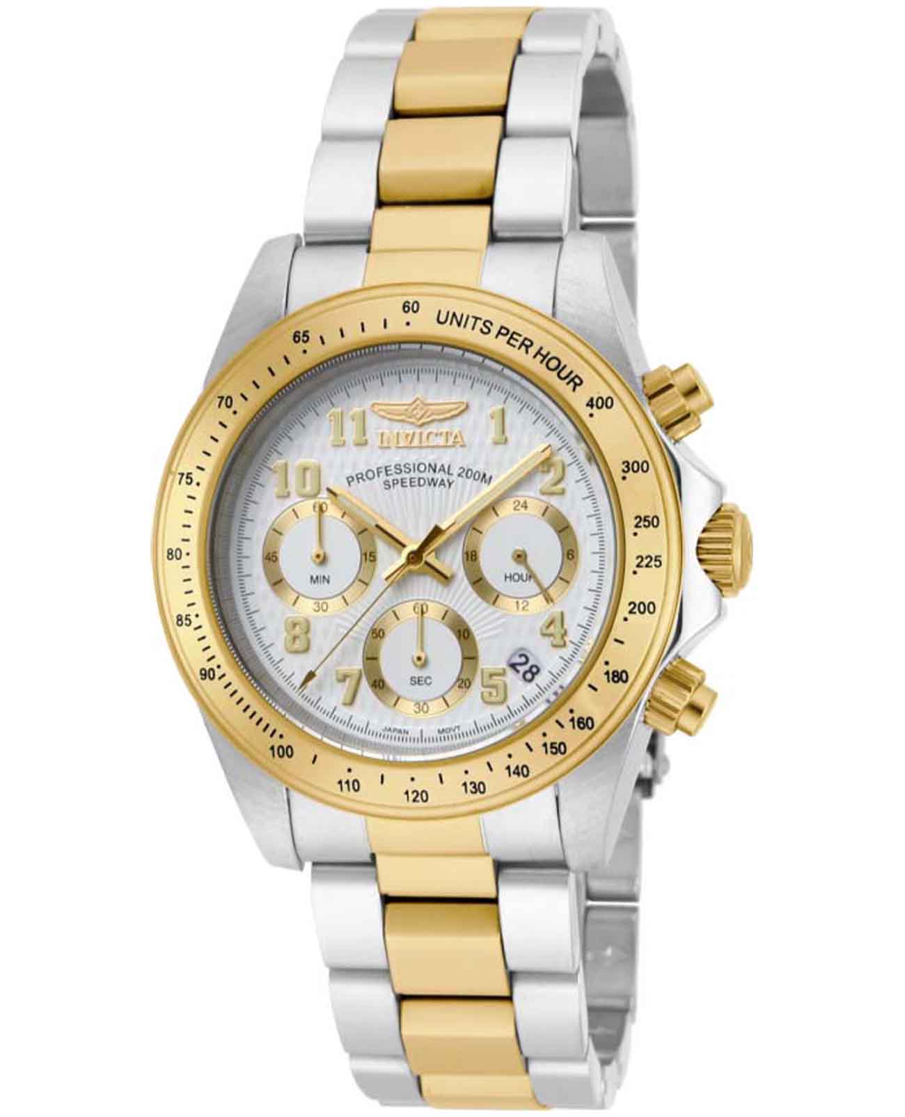 Invicta Invicta Speedway IN17026  IN17026 кварцевые мужские часы белый циферблат, браслет нержавеющая сталь с ip-покрытием — вид спереди