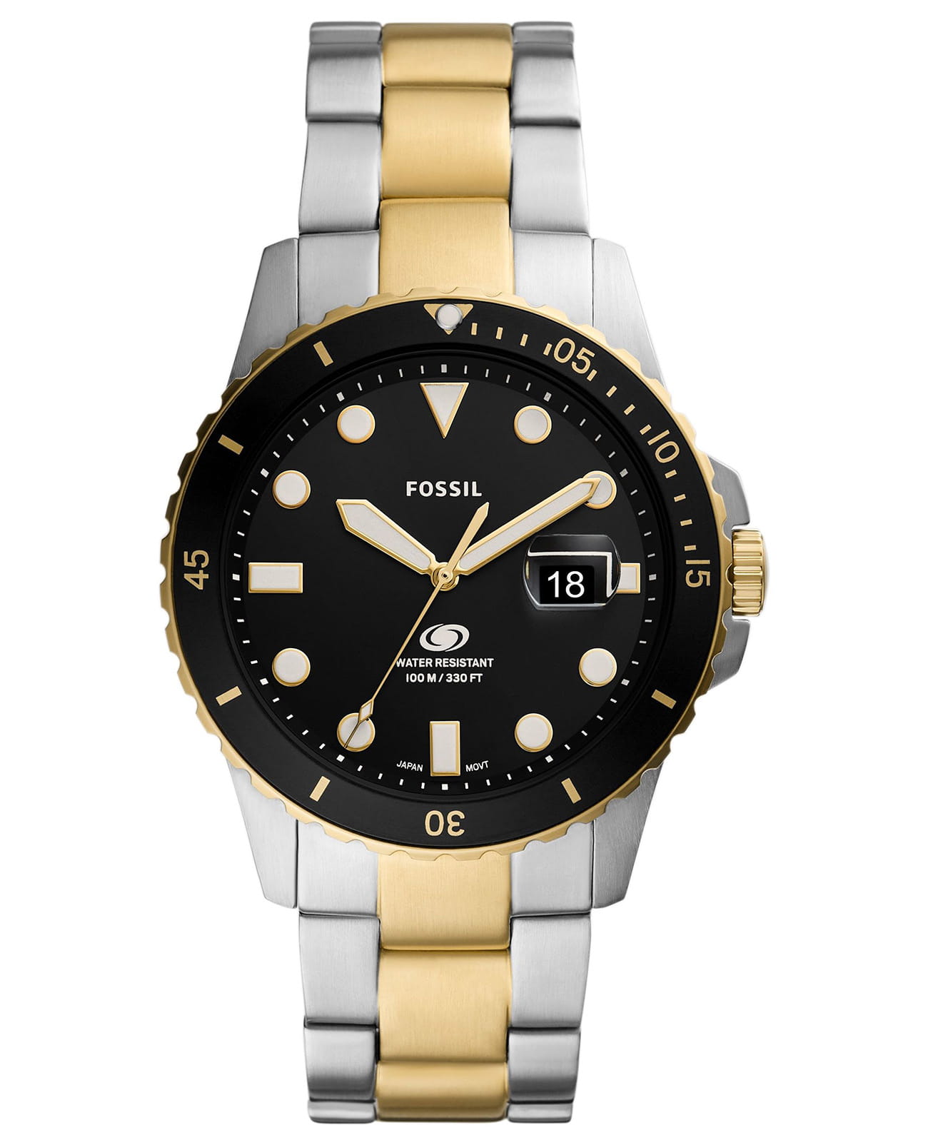 Fossil Fossil Blue FS5951  FS5951 кварцевые мужские часы черный циферблат, браслет сталь с ip покрытием — вид спереди