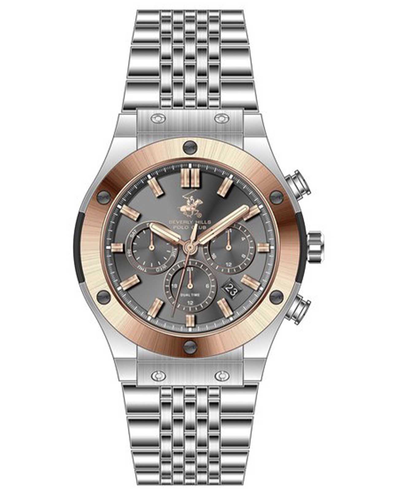 Beverly Hills Polo Club Beverly Hills Polo Club BP3773X.560  BP3773X.560 кварцевые мужские часы серый циферблат, браслет нержавеющая сталь — вид спереди
