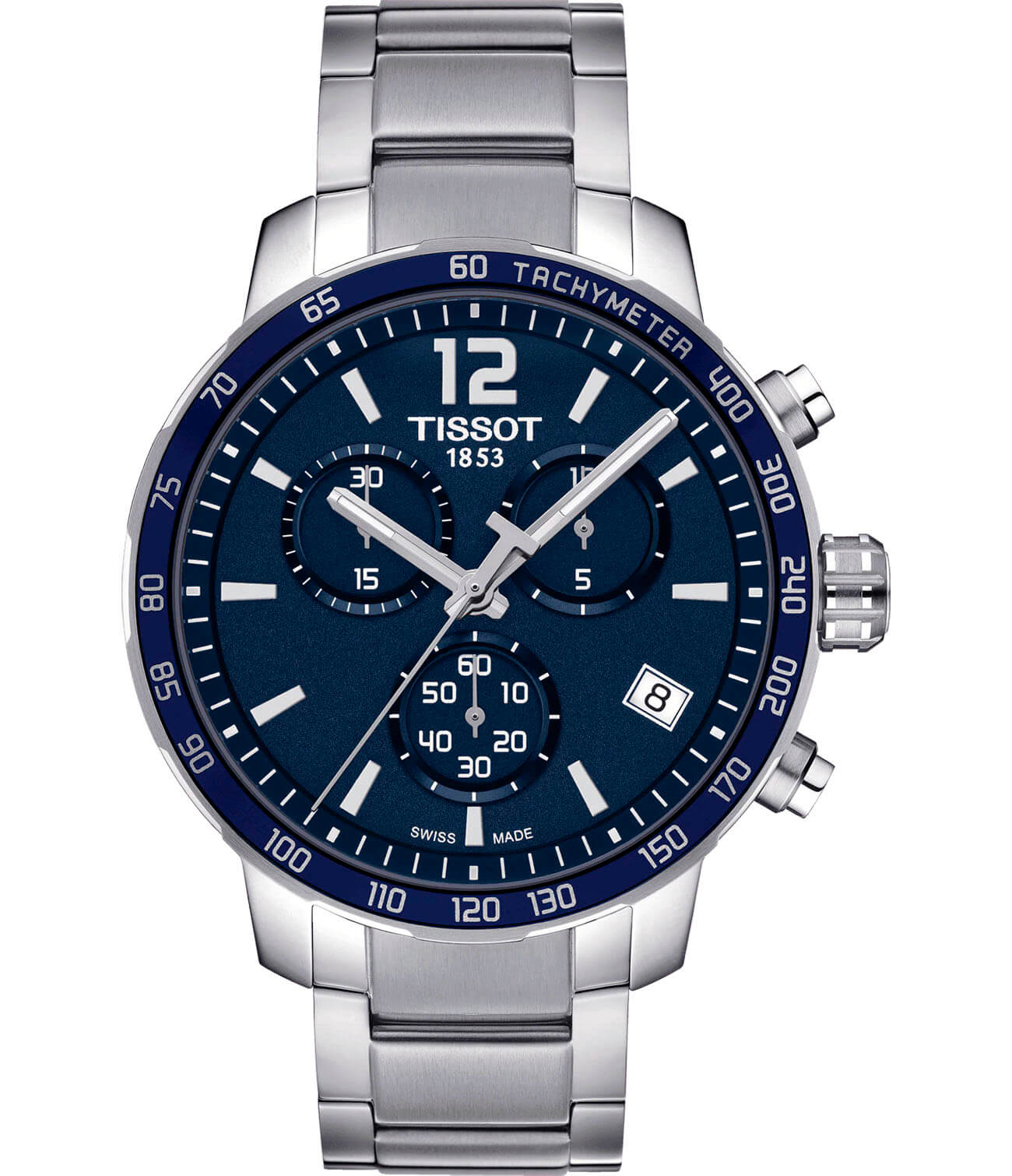 Tissot Tissot T-Sport Quickster T095.417.11.047.00 Quickster T0954171104700 кварцевые мужские часы синий циферблат, браслет нержавеющая сталь — вид спереди