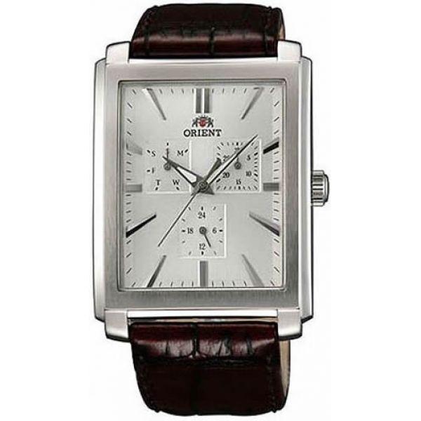 Orient Orient UTAH005W (FUTAH005W)  FUTAH005W  мужские часы белый циферблат, браслет кожа + текстиль — вид спереди
