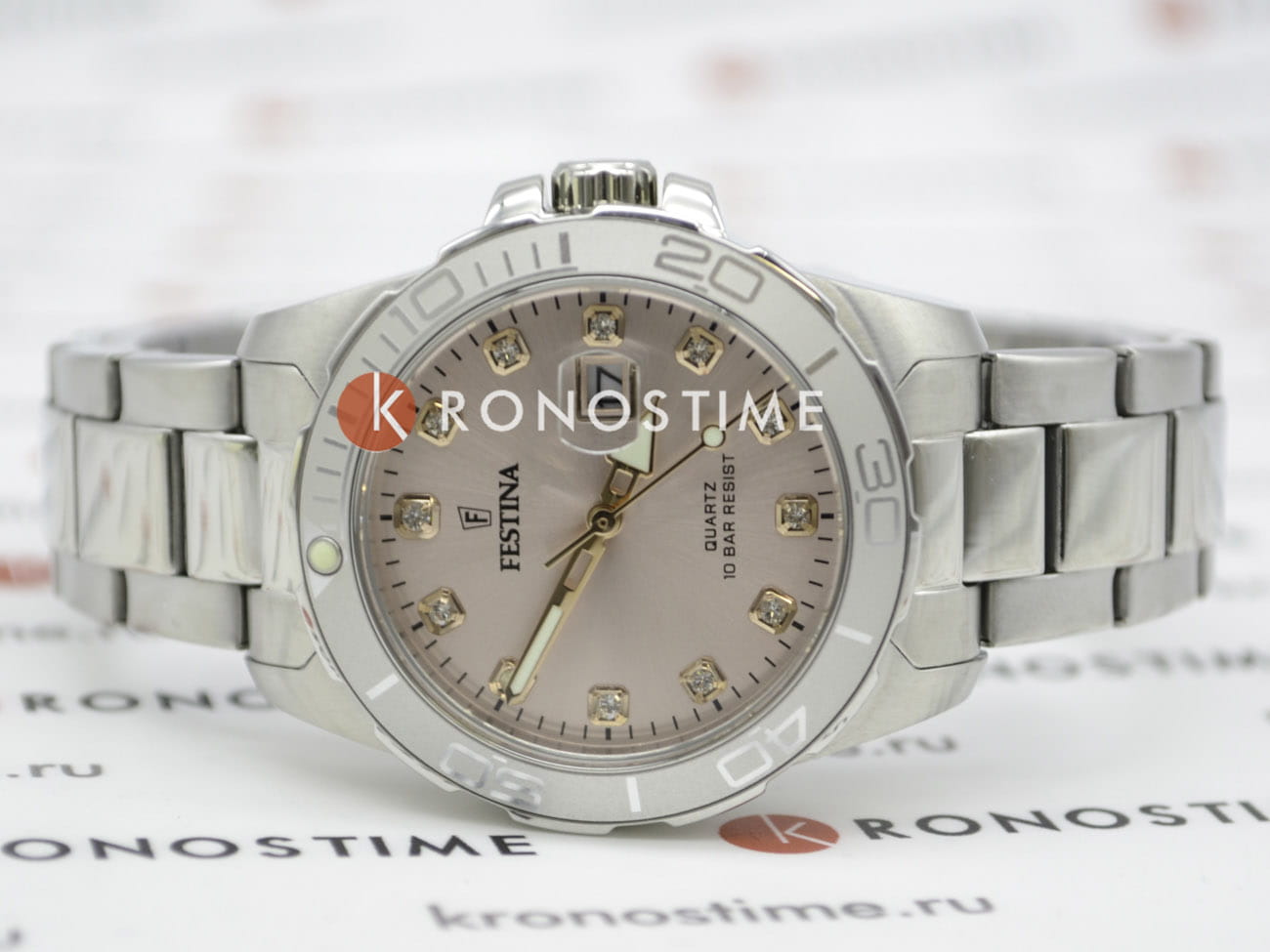 Festina Festina Boyfriend F20503/2 кварцевые женские часы часы крупный план розовый циферблата