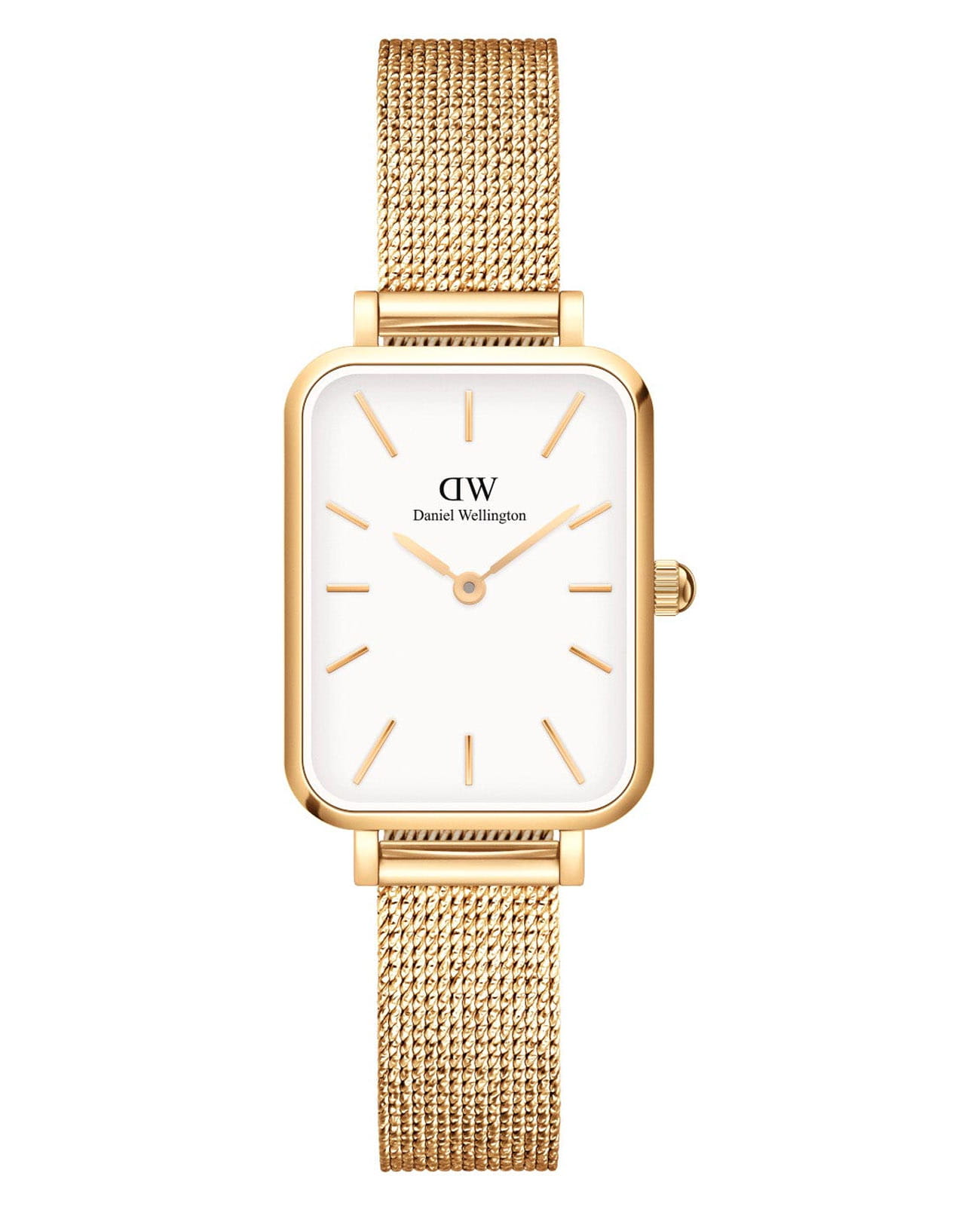 Daniel Wellington Daniel Wellington Quadro Pressed Evergold DW00100556  DW00100556 кварцевые женские часы белый циферблат, браслет сталь c pvd покрытием — вид спереди