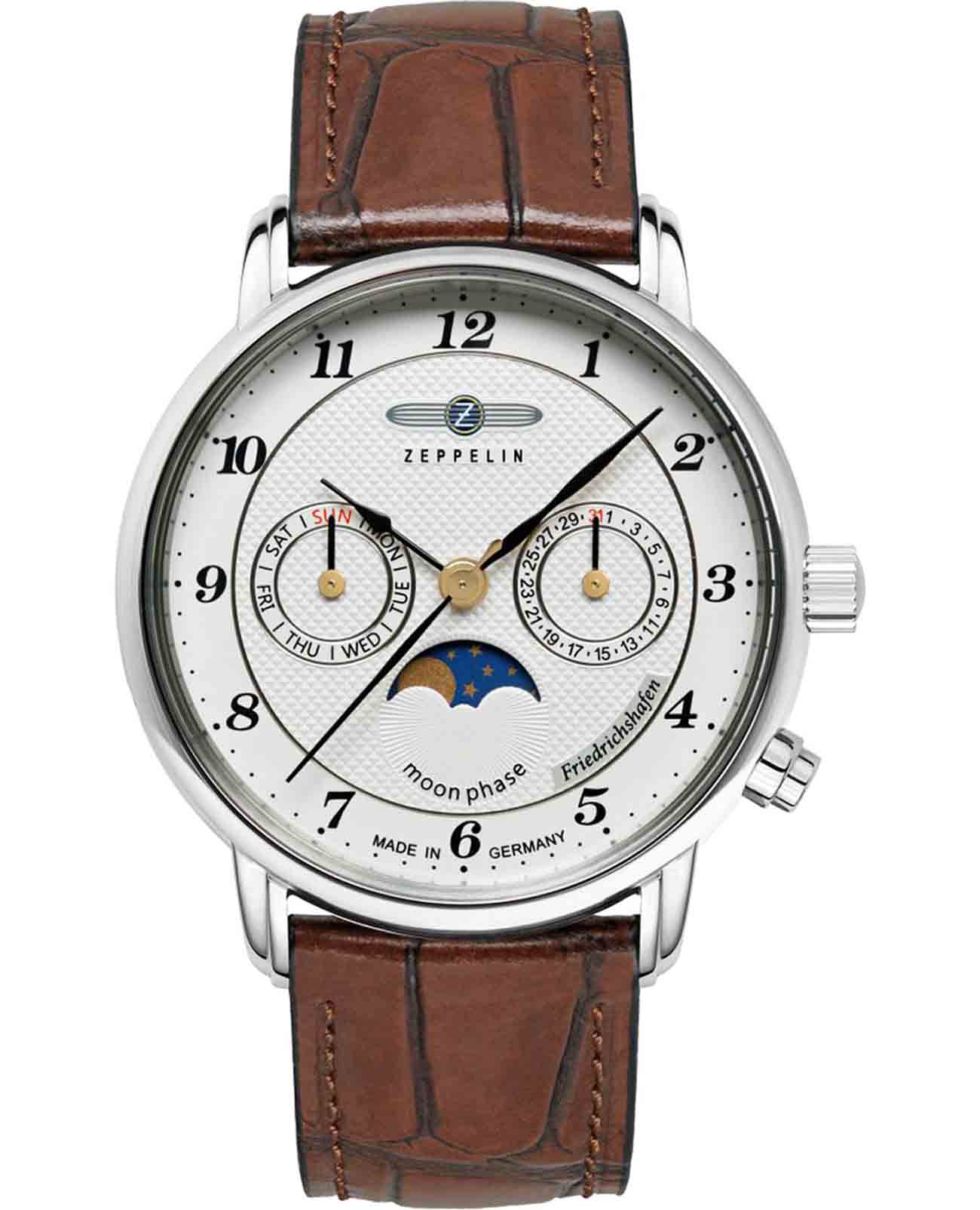 Zeppelin Zeppelin Friedrichshafen ZEP-85361  85361 кварцевые мужские часы белый циферблат, браслет кожаный — вид спереди