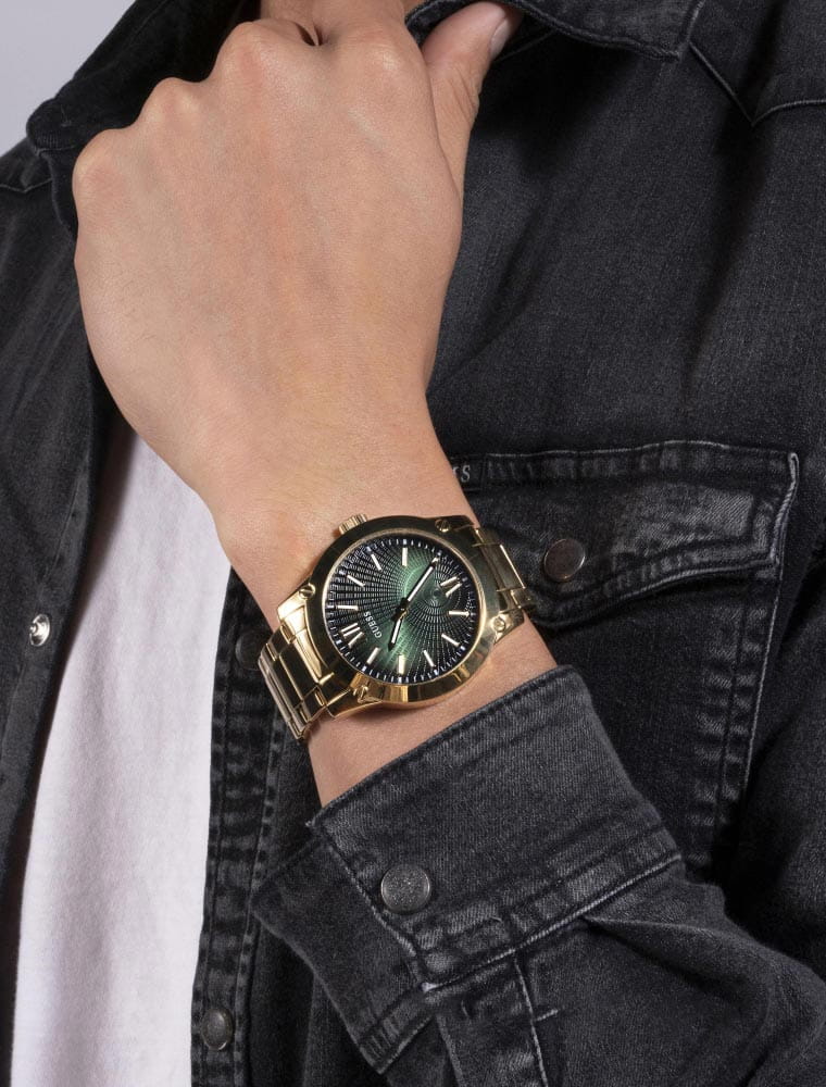 Guess Guess Crescent GW0574G2 мужские часы зеленый циферблат на запястье