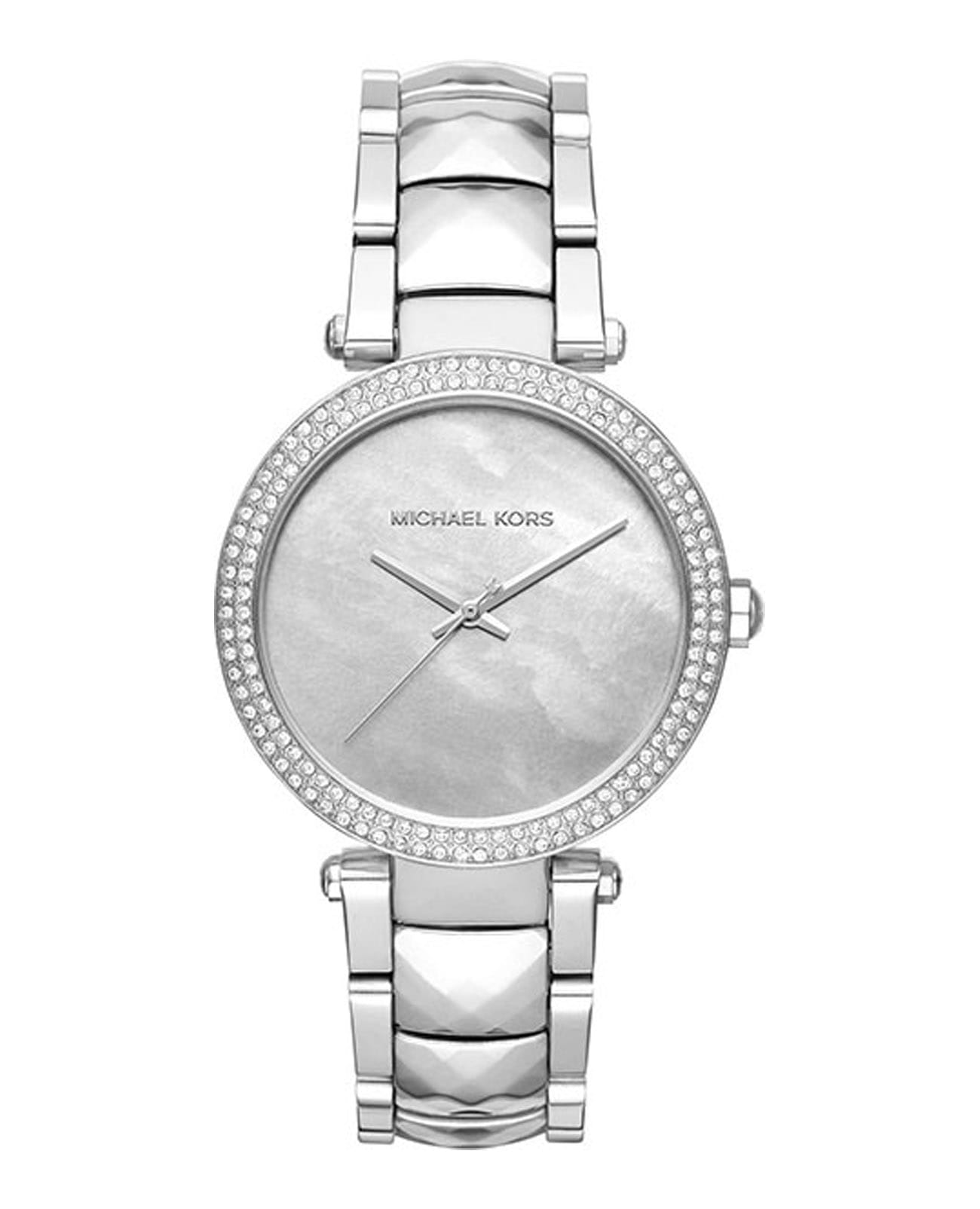 Michael Kors Michael Kors Parker MK6424  MK6424 кварцевые женские часы перламутровый циферблат, браслет нержавеющая сталь — вид спереди