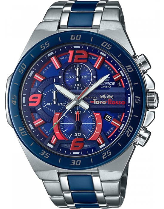 Casio Casio Edifice EFR-564TR-2A EFR EFR-564TR-2AER кварцевые мужские часы синий циферблат, браслет нержавеющая сталь — вид спереди