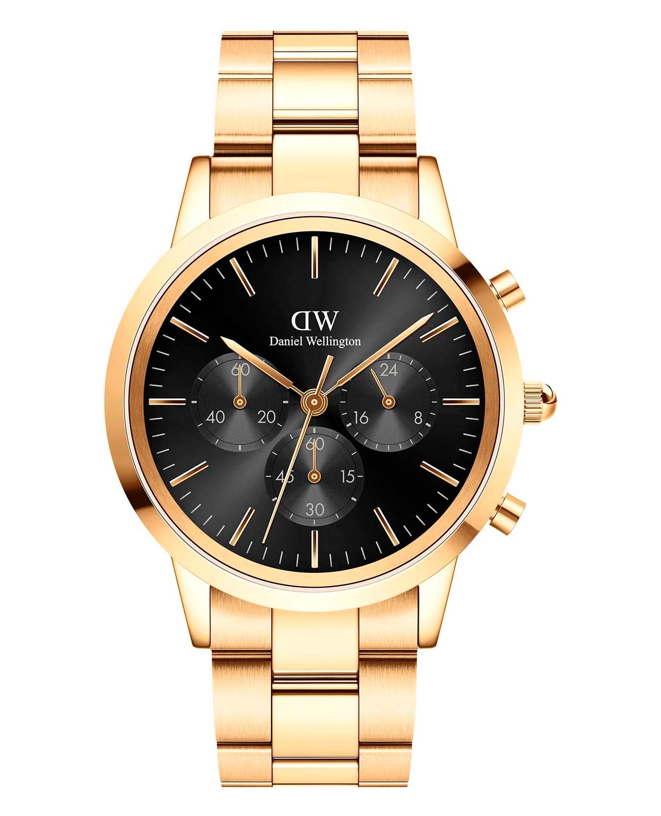Daniel Wellington Daniel Wellington Iconic Link Arctic DW00100641  DW00100641 кварцевые мужские часы черный циферблат, браслет нержавеющая сталь с pvd-покрытием — вид спереди