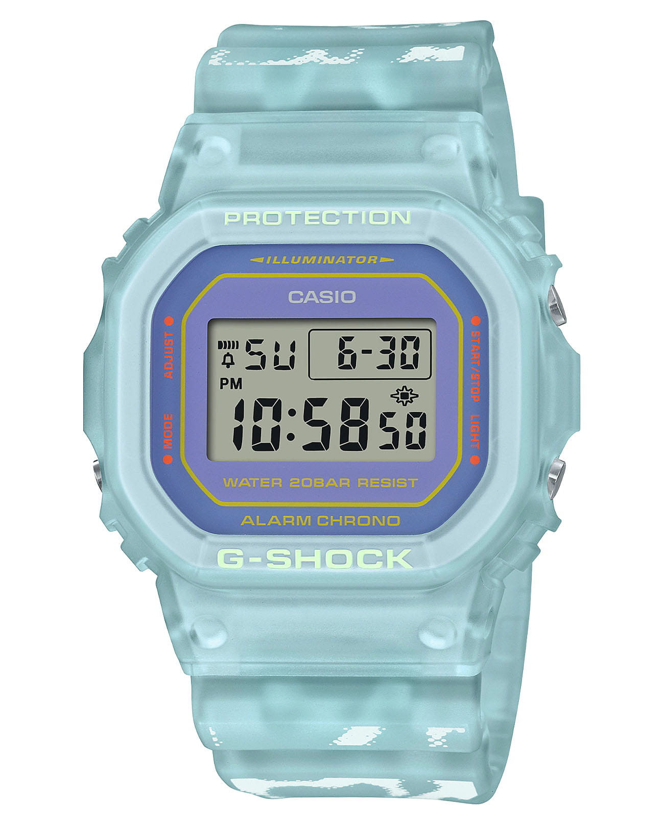 Casio Casio G-Shock SLV-21B-2E  SLV-21B-2E электронные мужские часы фиолетовый циферблат, браслет пластик — вид спереди