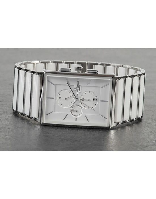 Jacques Lemans Jacques Lemans 1-1817B,  австрия мужские часы на браслете сталь + керамические вставки боковой вид