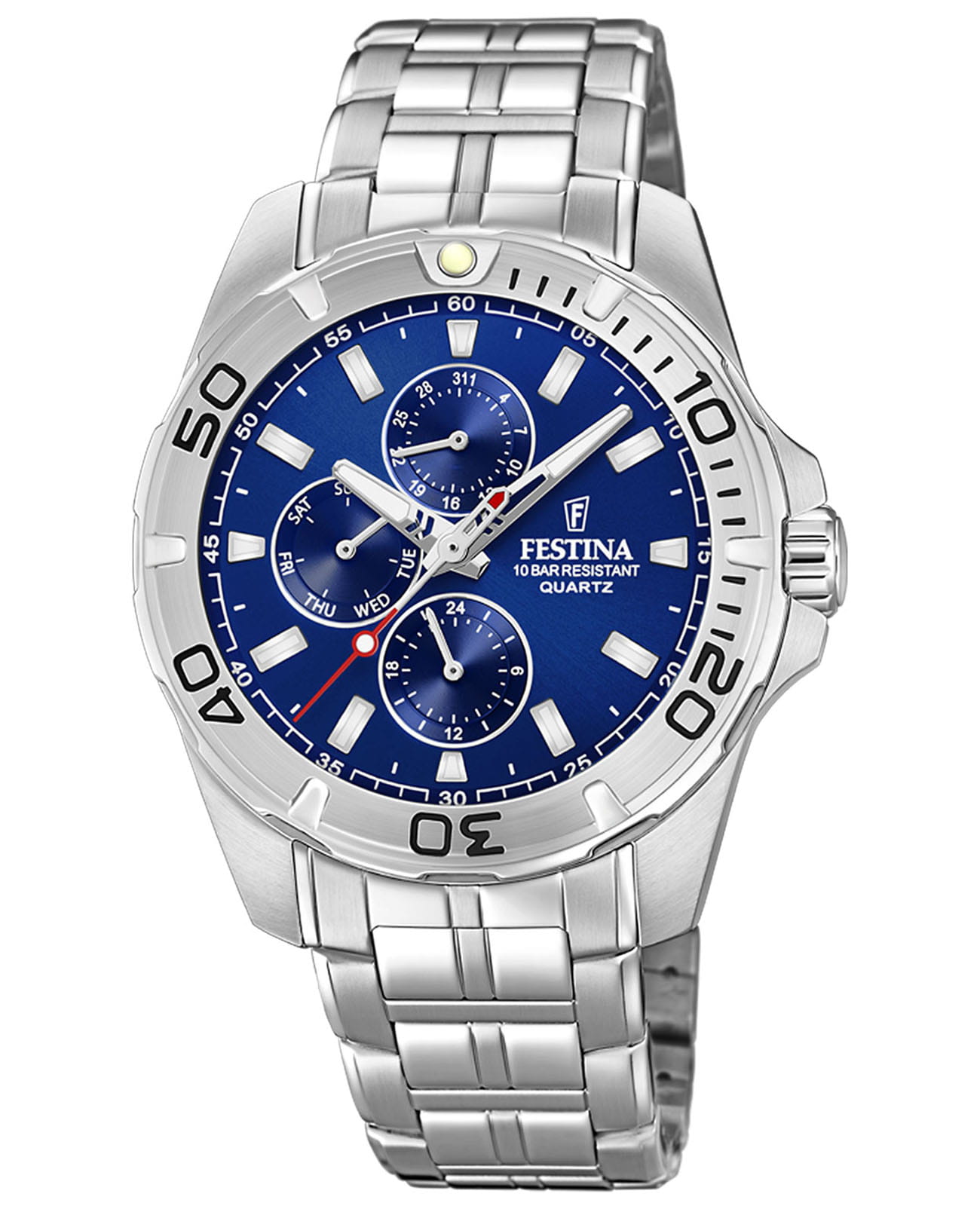 Festina Festina Multifuncion F20445/2  F20445/2 кварцевые мужские часы синий циферблат, браслет нержавеющая сталь 316l — вид спереди