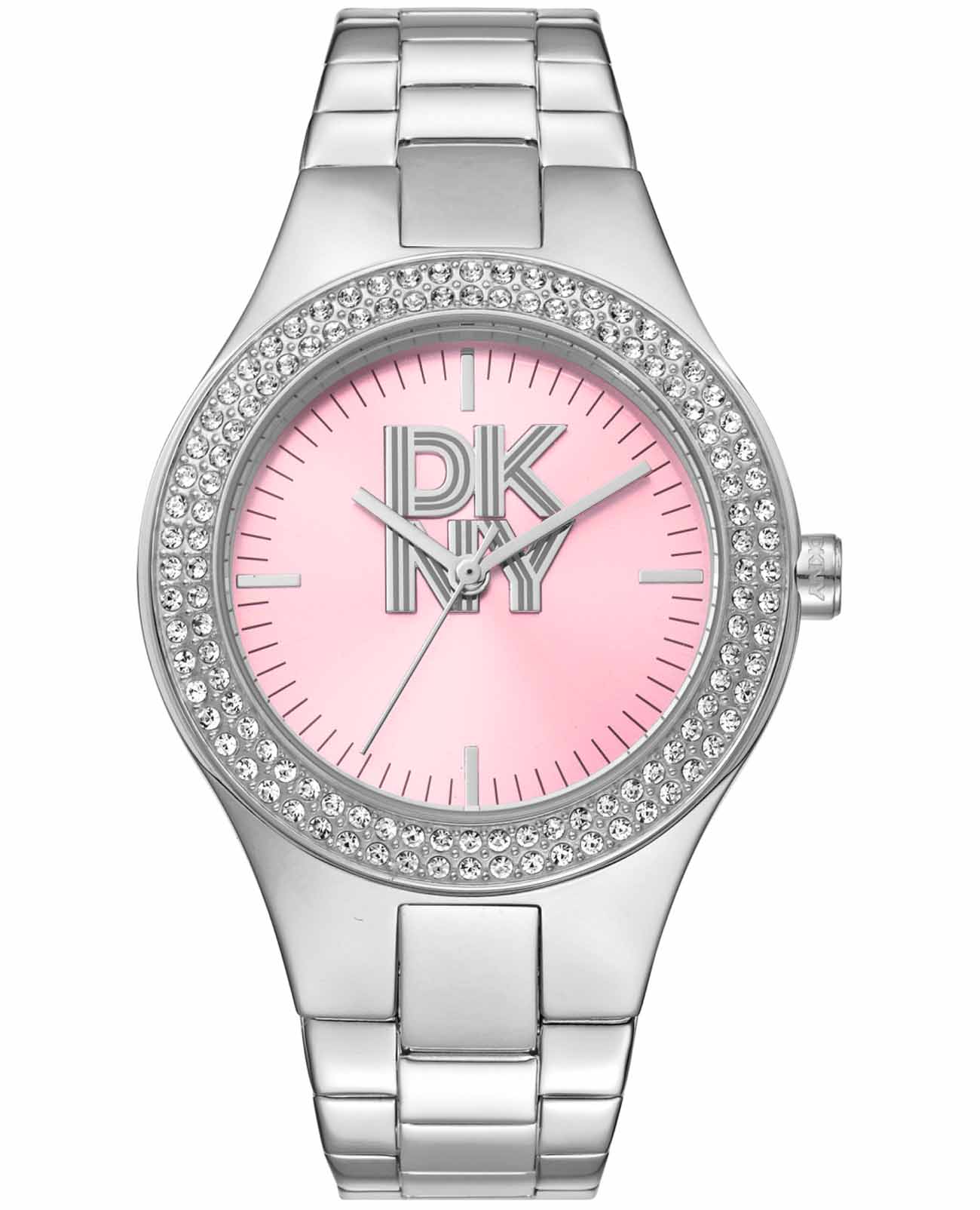 DKNY DKNY Parsons Glitz DK1L025M0025  DK1L025M0025 кварцевые женские часы розовый циферблат, браслет нержавеющая сталь — вид спереди