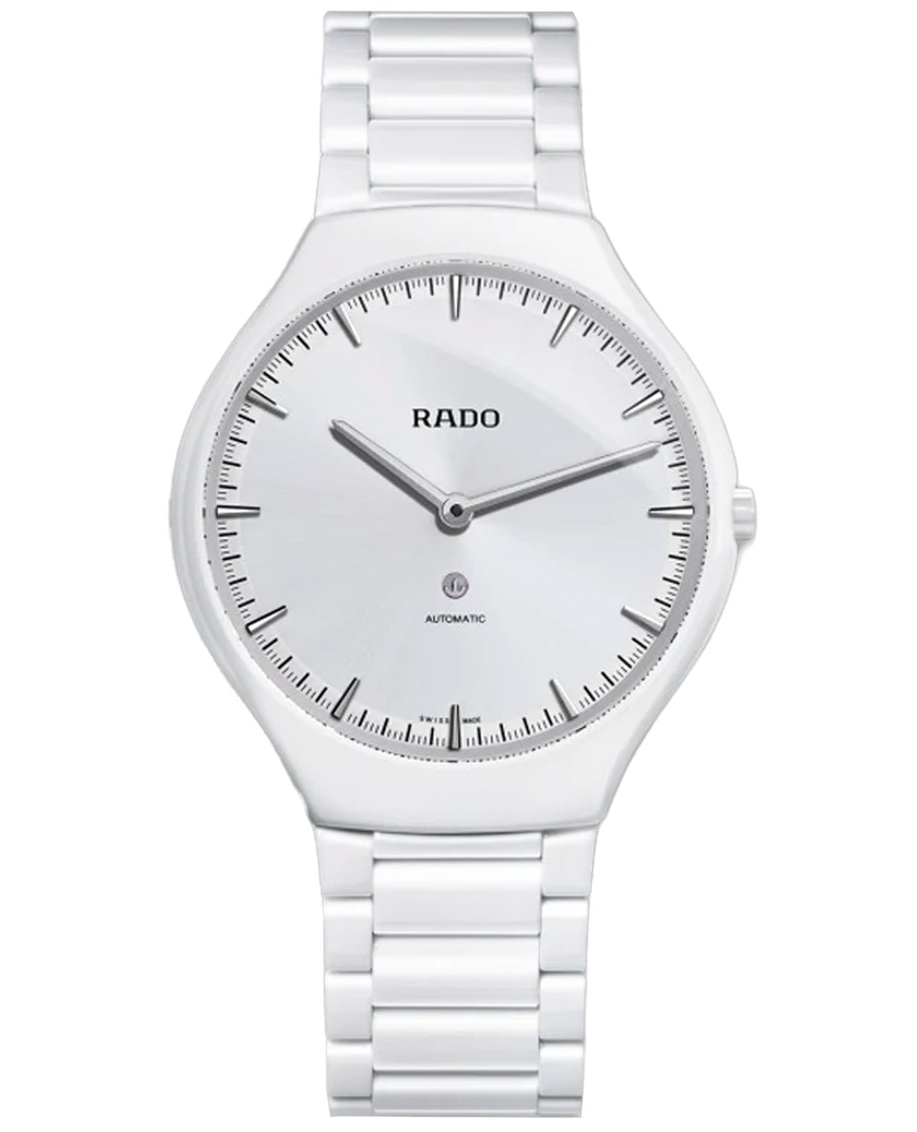 Rado Rado True Thinline R27970102  R27970102 кварцевые женские часы белый циферблат, браслет высокотехнологичная керамика — вид спереди