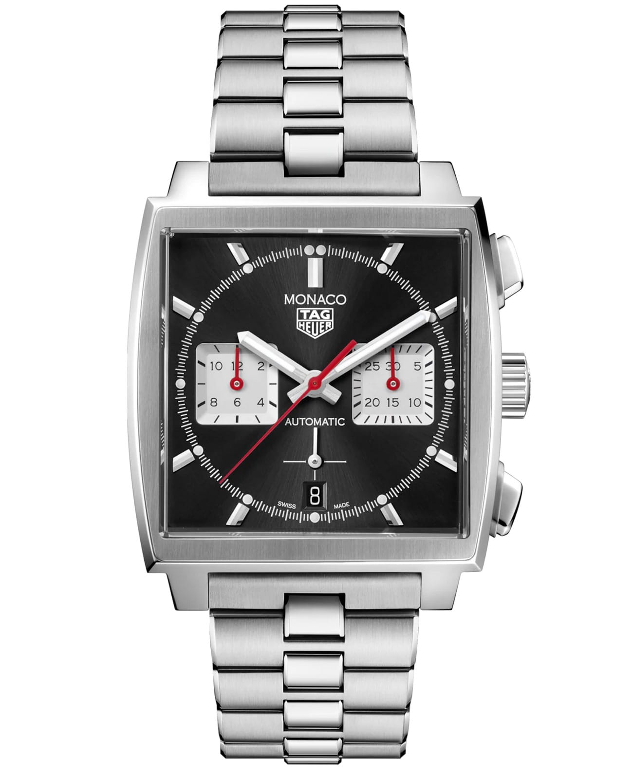 TAG Heuer TAG Heuer Monaco CBL2113.BA0644  CBL2113.BA0644 механические мужские часы черный циферблат, браслет нержавеющая сталь — вид спереди