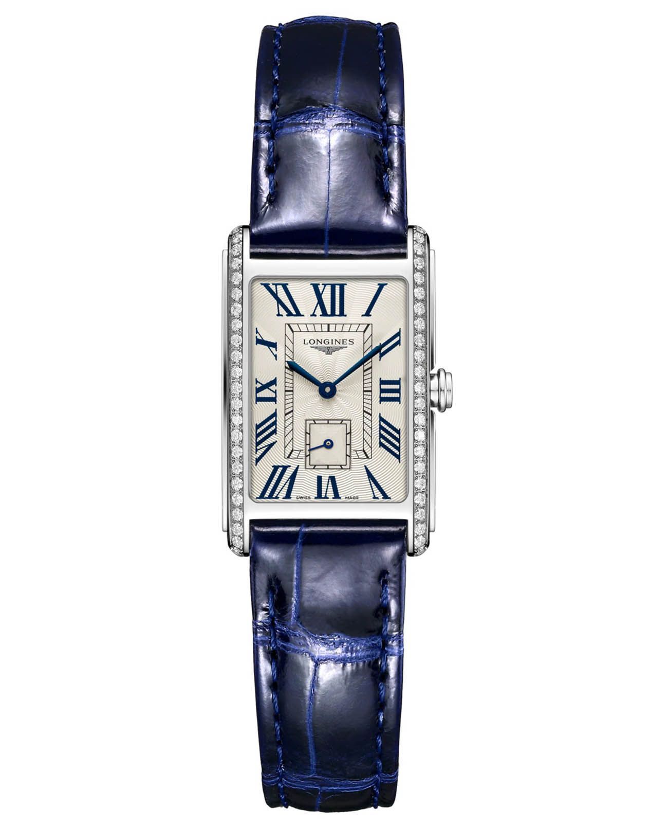 Longines Longines DolceVita L5.512.0.71.7  L55120717 кварцевые женские часы серебристый циферблат, браслет кожаный — вид спереди
