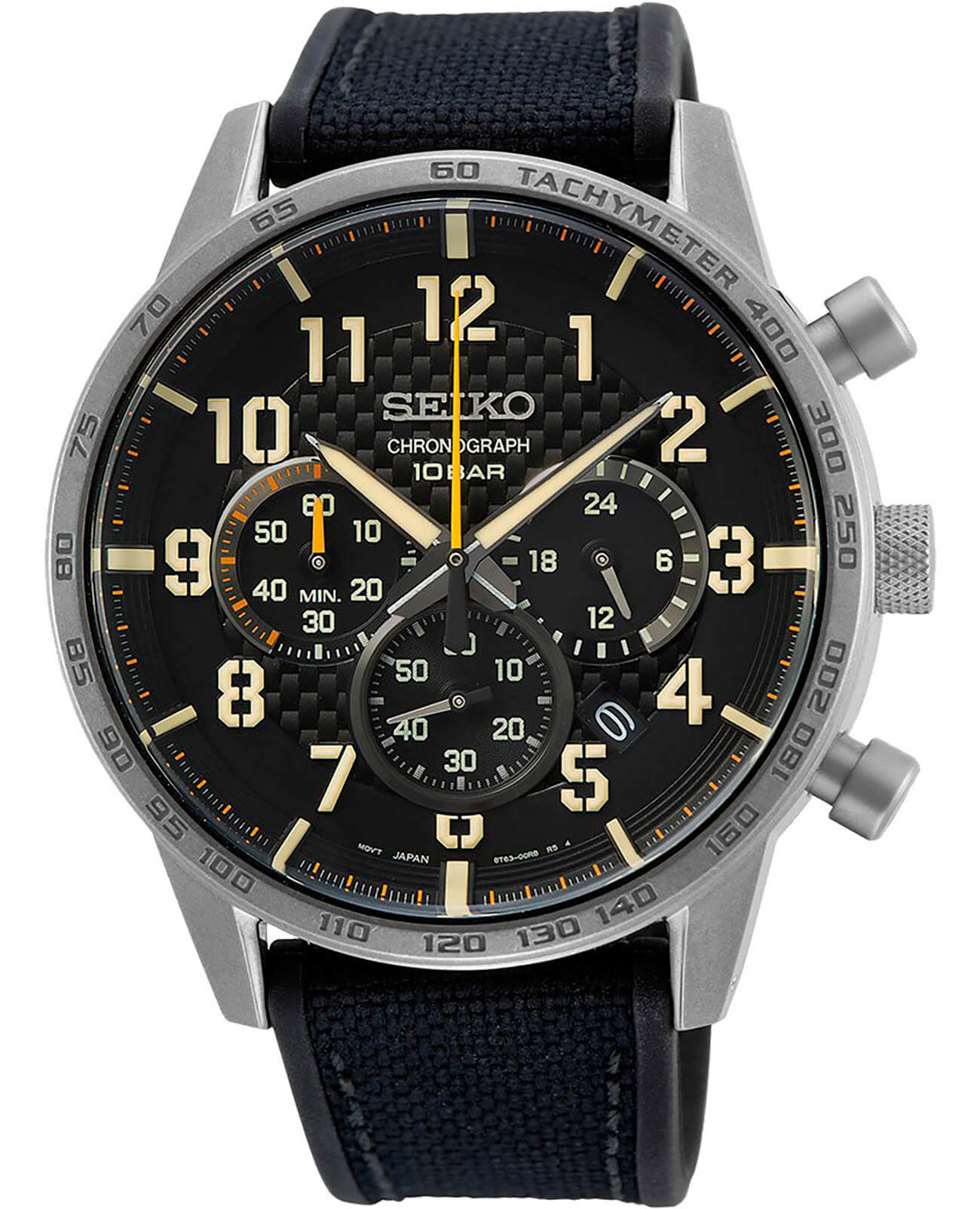 Seiko Seiko Conceptual Series Sports SSB367P1  SSB367P1 кварцевые мужские часы черный циферблат, браслет нейлон — вид спереди