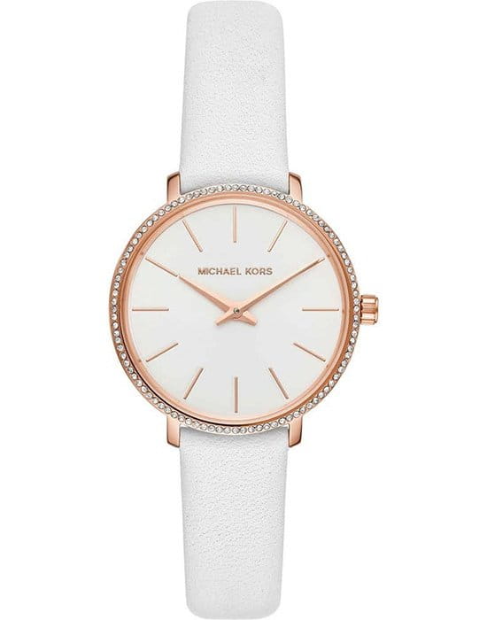 Michael Kors Michael Kors Runway MK2802  MK2802 кварцевые женские часы белый циферблат, браслет кожаный — вид спереди