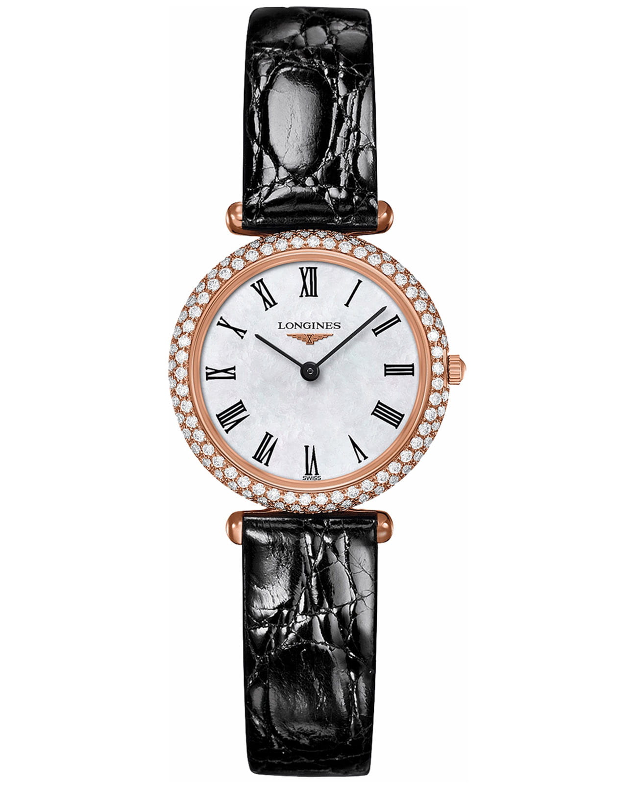 Longines Longines La Grande Classique L4.307.9.81.0  L43079810 кварцевые женские часы перламутровый циферблат, браслет кожаный — вид спереди