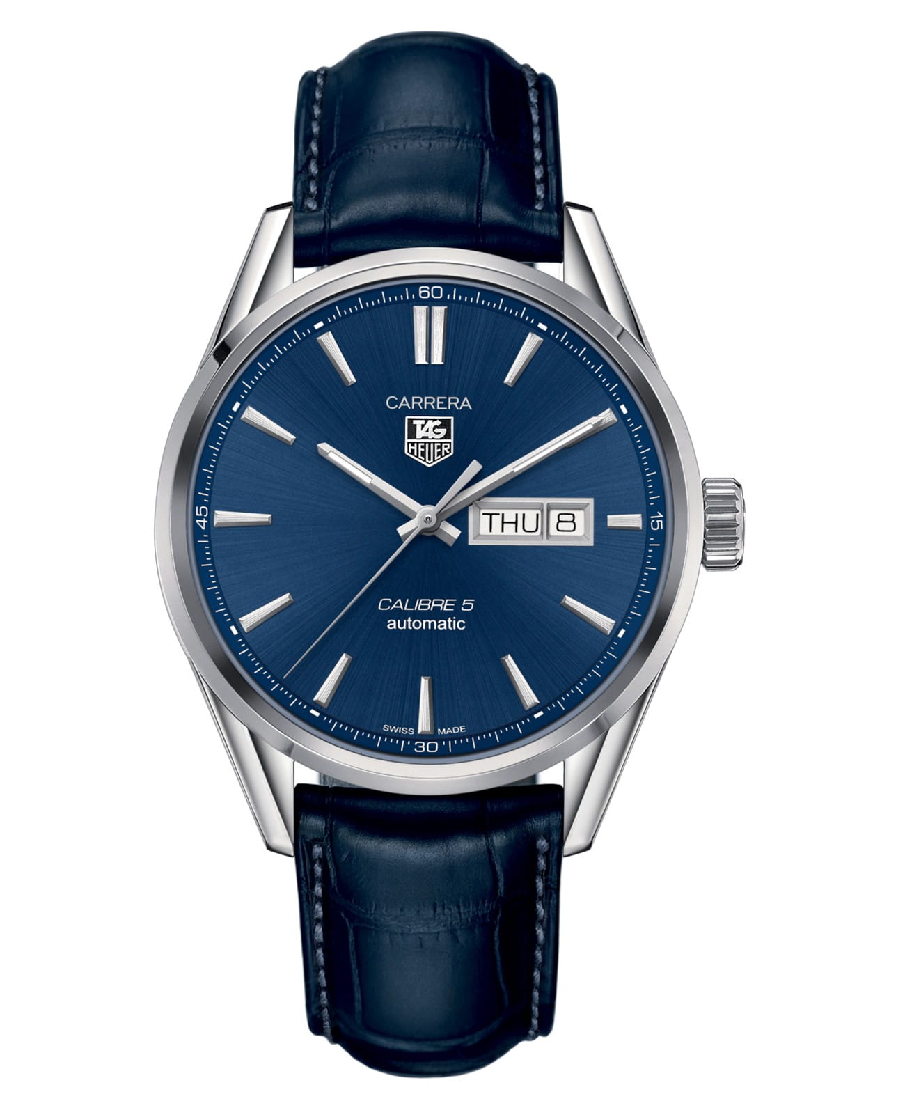 TAG Heuer TAG Heuer Carrera WAR201E.FC6292  WAR201E.FC6292 механические мужские часы синий циферблат, браслет кожаный — вид спереди