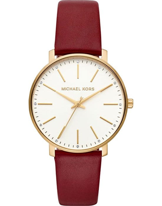 Michael Kors Michael Kors Ritz MK2749  MK2749 кварцевые женские часы белый циферблат, браслет кожаный — вид спереди