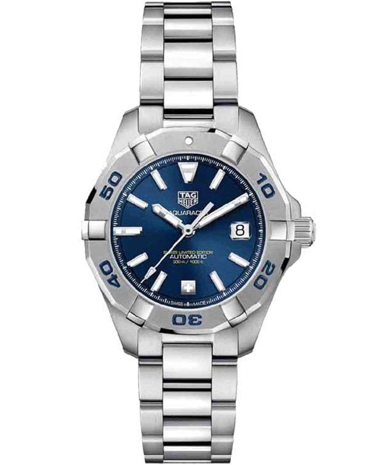 TAG Heuer TAG Heuer Aquaracer WBD2314.BA0740  WBD2314.BA0740 кварцевые мужские часы синий циферблат, браслет нержавеющая сталь — вид спереди