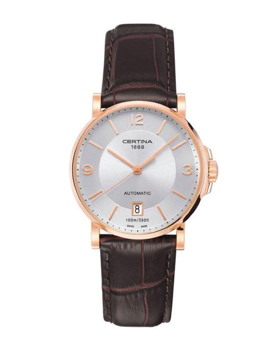 Certina Certina C017.407.36.037.00  C0174073603700 механические мужские часы коричневый циферблат, браслет кожаный — вид спереди