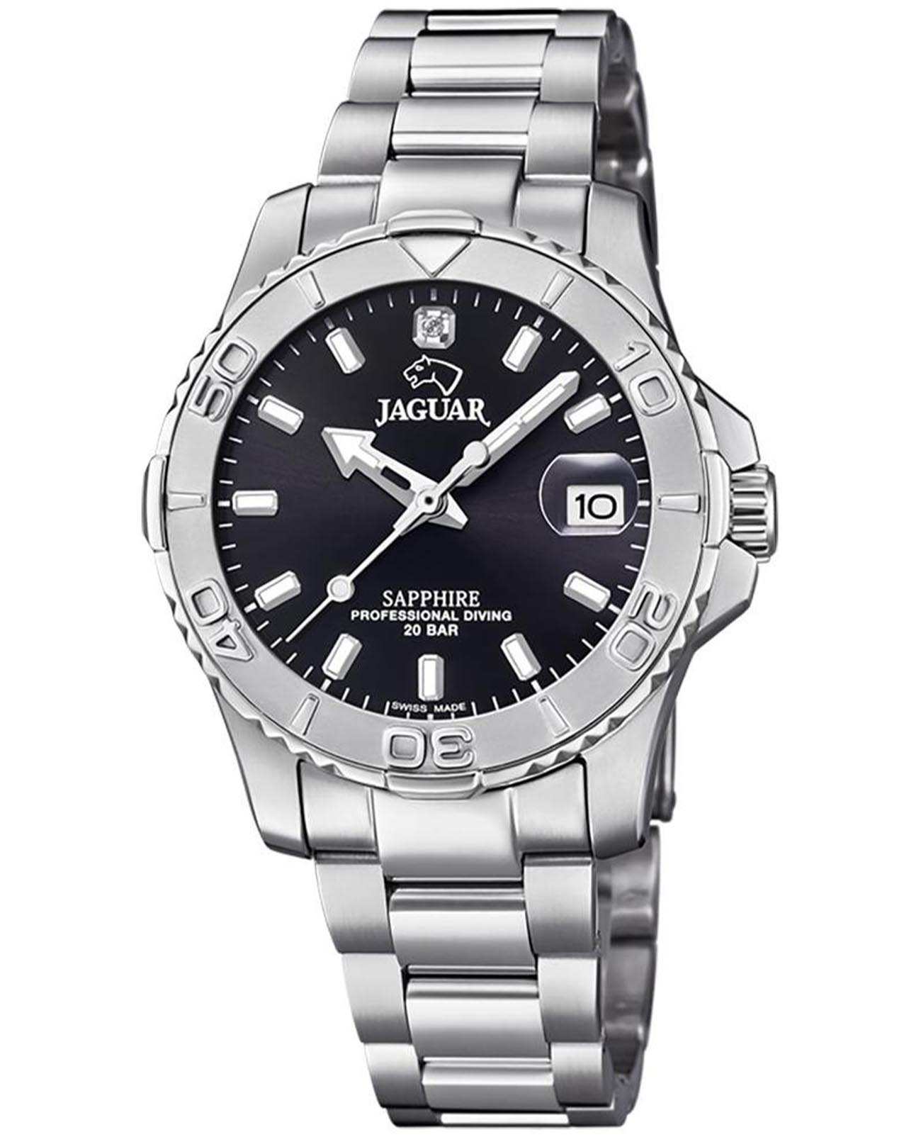 Jaguar Jaguar Couple Diver J870/4  J870/4 кварцевые женские часы черный циферблат, браслет нержавеющая сталь — вид спереди