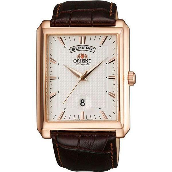 Orient Orient EVAF002W (FEVAF002W)  FEVAF002W механические мужские часы белый циферблат, браслет кожа + текстиль — вид спереди