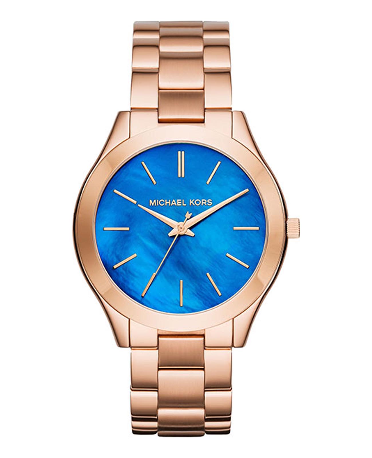 Michael Kors Michael Kors Runway MK3494  MK3494 кварцевые женские часы синий циферблат, браслет сталь c pvd покрытием — вид спереди