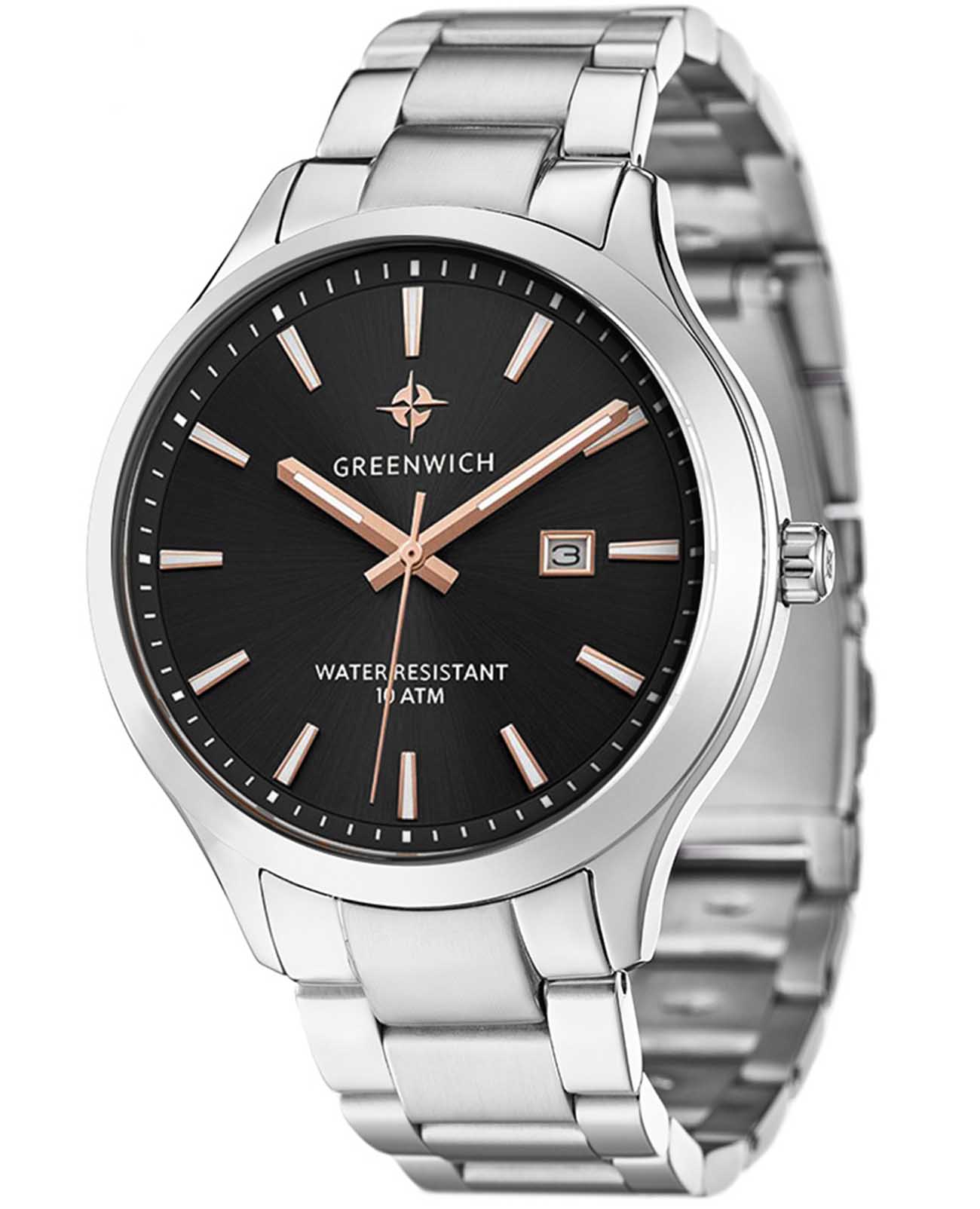 Greenwich Greenwich Helm GW 041.10.35 кварцевые мужские часы часы крупный план черный циферблата