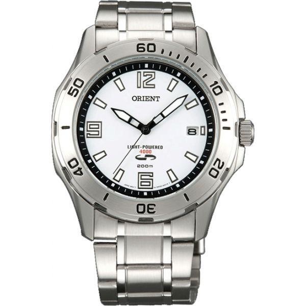 Orient Orient WE00003W (FWE00003W)  FWE00003W  мужские часы белый циферблат, браслет  — вид спереди