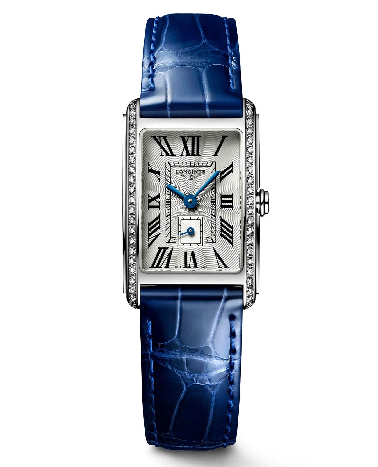 Longines Longines DolceVita L5.255.0.71.7  L52550717 кварцевые женские часы серебристый циферблат, браслет кожаный — вид спереди