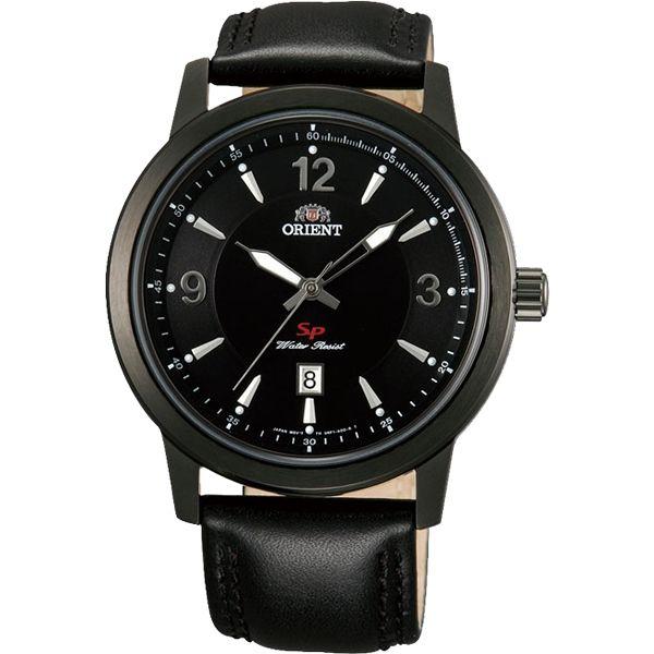Orient Orient UNF1002B (FUNF1002B)  FUNF1002B  мужские часы черный циферблат, браслет кожа + текстиль — вид спереди