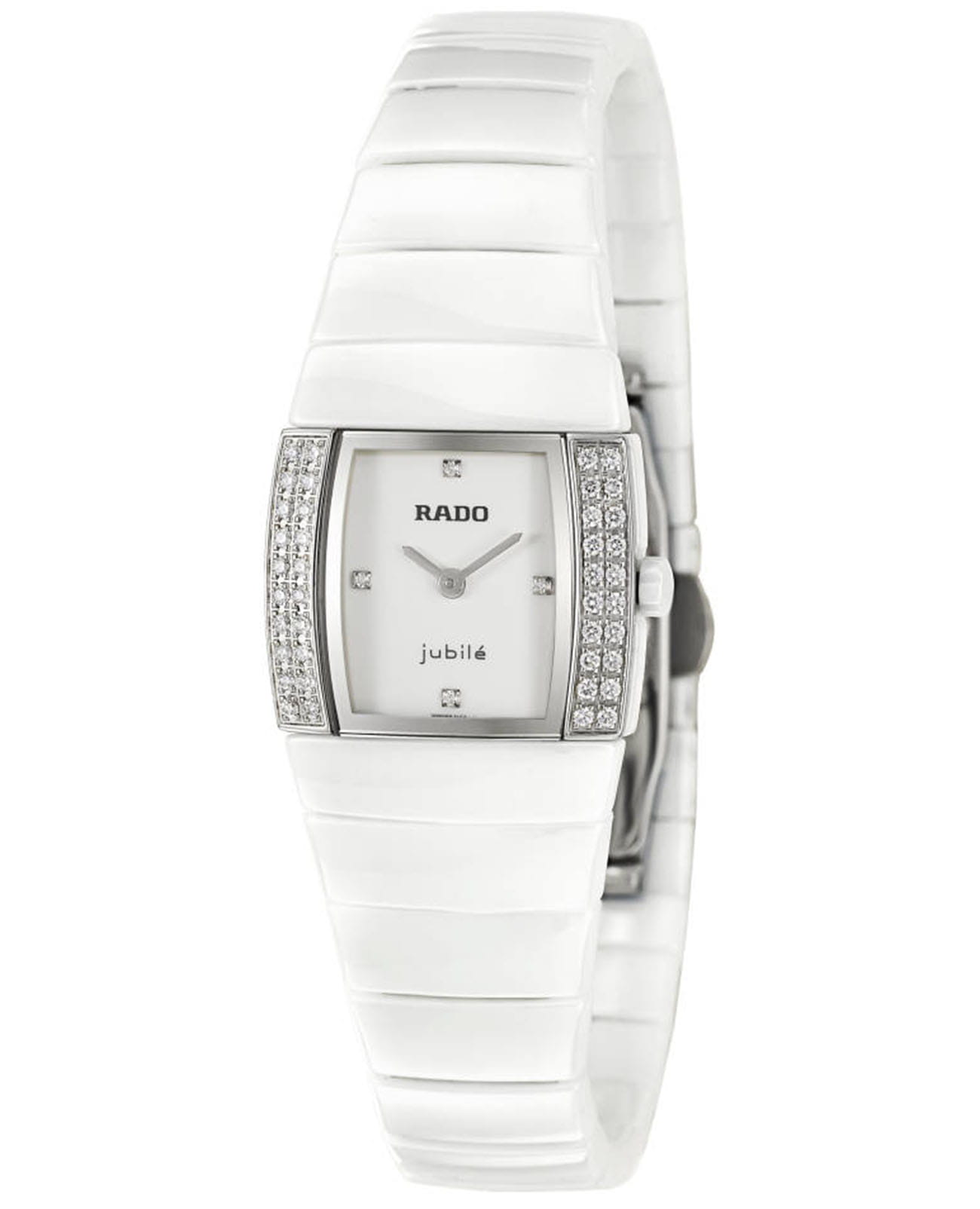 Rado Rado Sintra R13831702  R13831702 кварцевые женские часы белый циферблат, браслет керамика — вид спереди