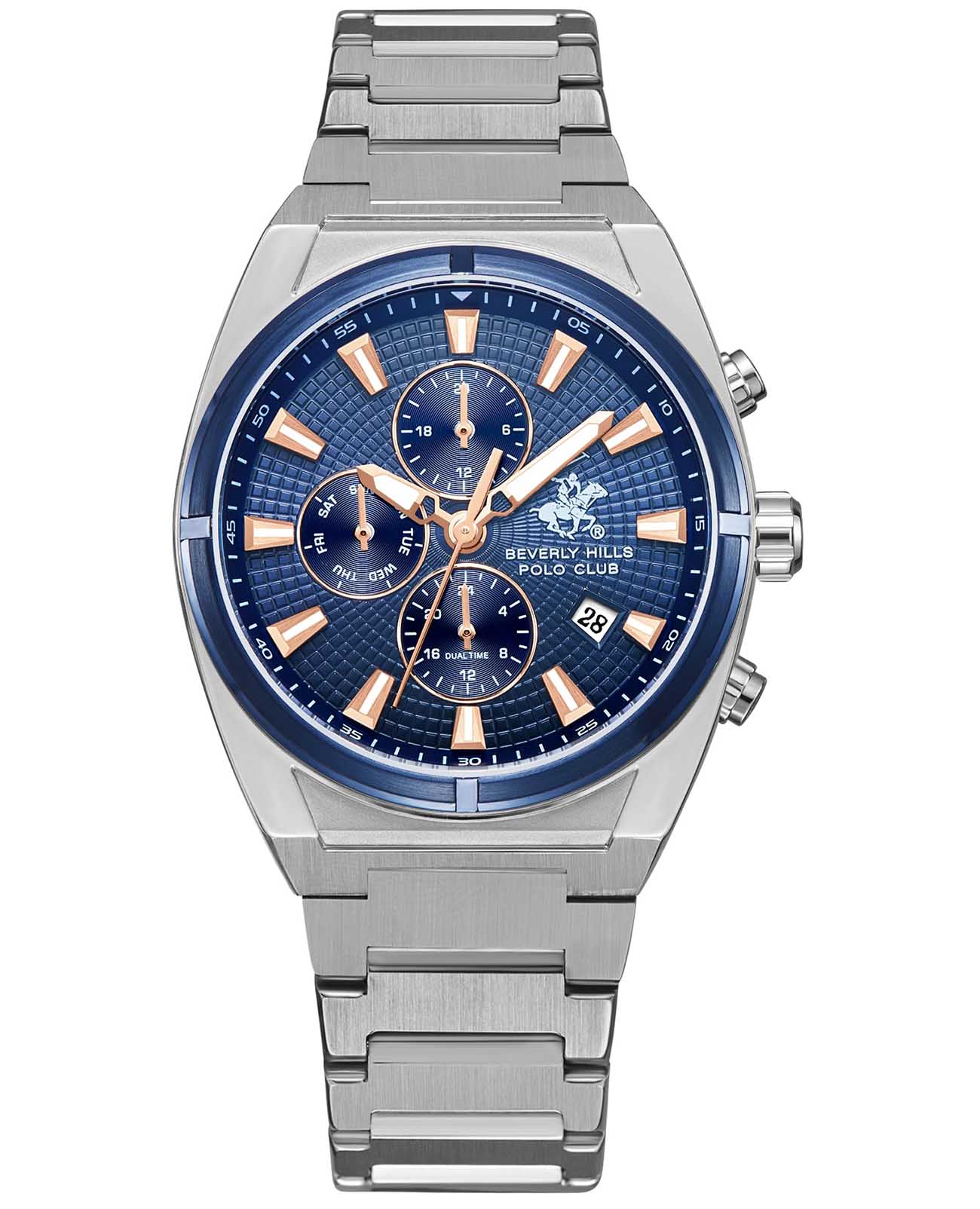 Beverly Hills Polo Club Beverly Hills Polo Club BP3733X.390  BP3733X.390 кварцевые мужские часы синий циферблат, браслет нержавеющая сталь — вид спереди