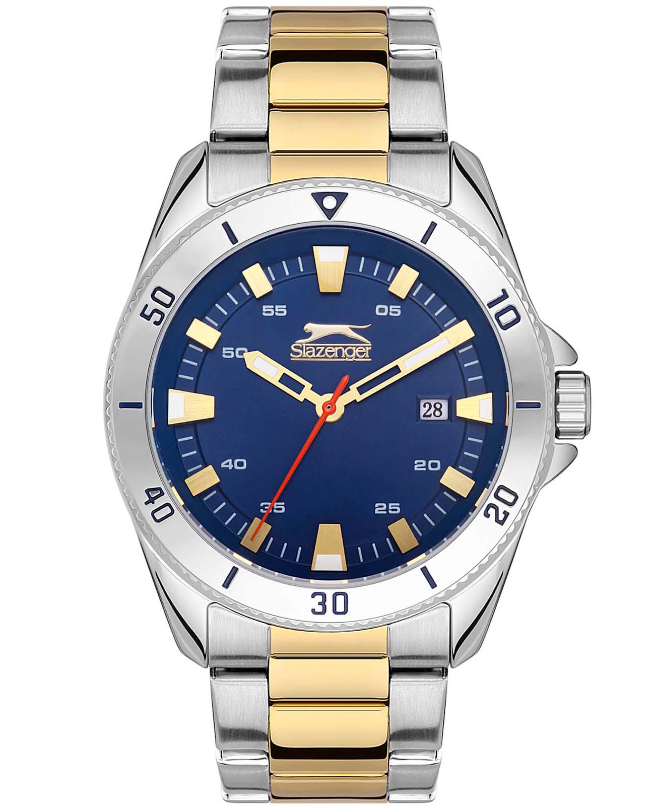 Slazenger Slazenger SL.09.2114.2.03  SL.09.2114.2.03 кварцевые мужские часы синий циферблат, браслет суперметалл с ip покрытием — вид спереди