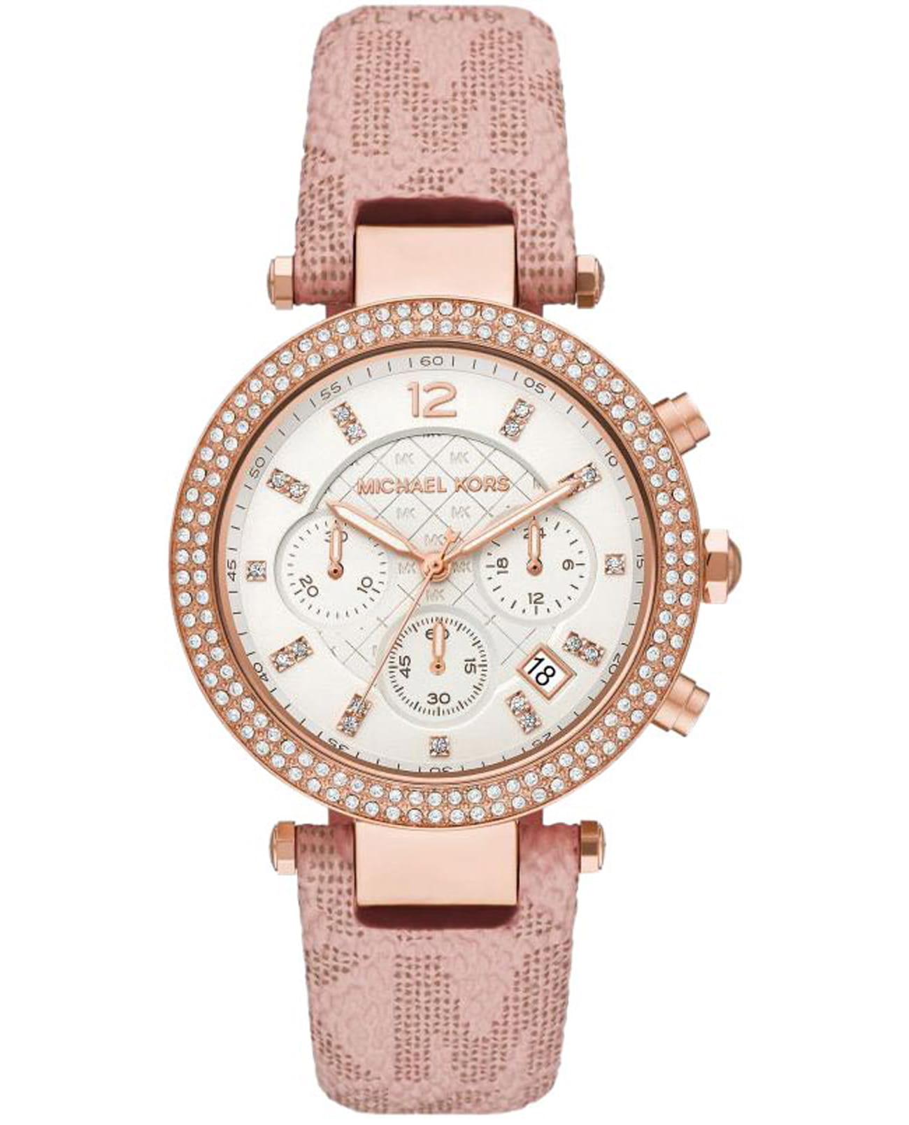 Michael Kors Michael Kors Runway Slim MK6935  MK6935 кварцевые женские часы белый циферблат, браслет кожаный — вид спереди