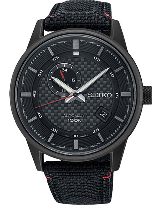 Seiko Seiko Conceptual Series Sports SSA383K1  SSA383K1 механические мужские часы черный циферблат, браслет кожа + нейлон — вид спереди
