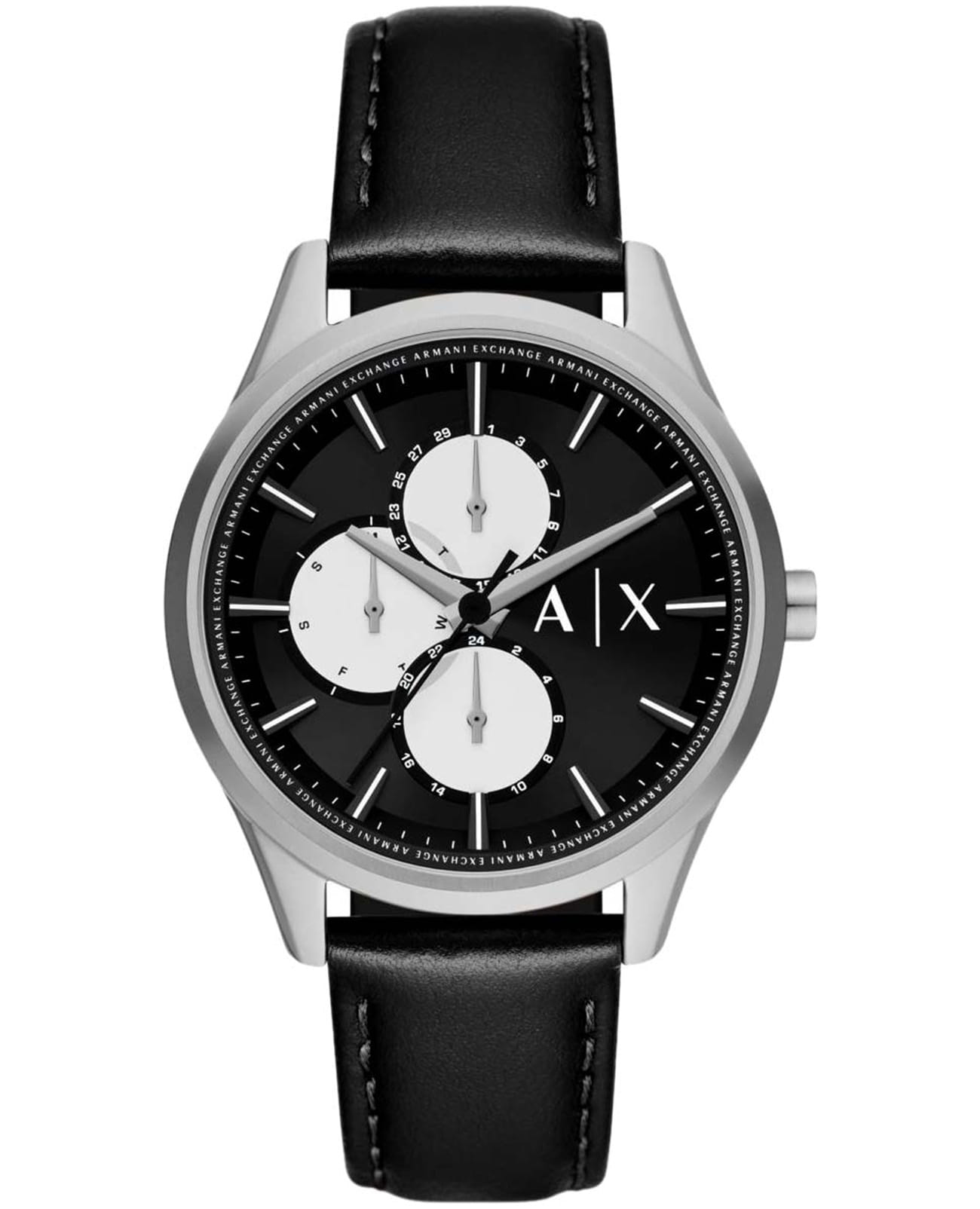 Armani Exchange Armani Exchange Dante AX1872  AX1872 кварцевые мужские часы черный циферблат, браслет кожаный — вид спереди