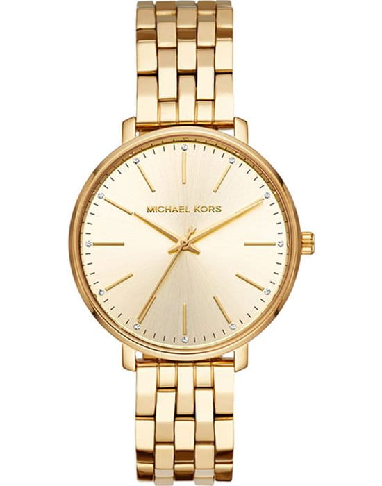 Michael Kors Michael Kors Ritz MK3898  MK3898 кварцевые женские часы желтый циферблат, браслет  — вид спереди