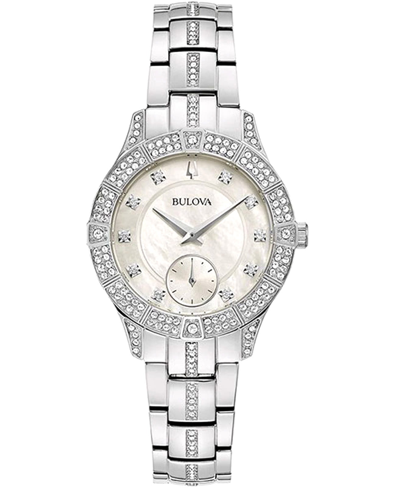 Bulova Bulova Phantom 96L291  96L291 кварцевые женские часы серебристый циферблат, браслет нержавеющая сталь — вид спереди