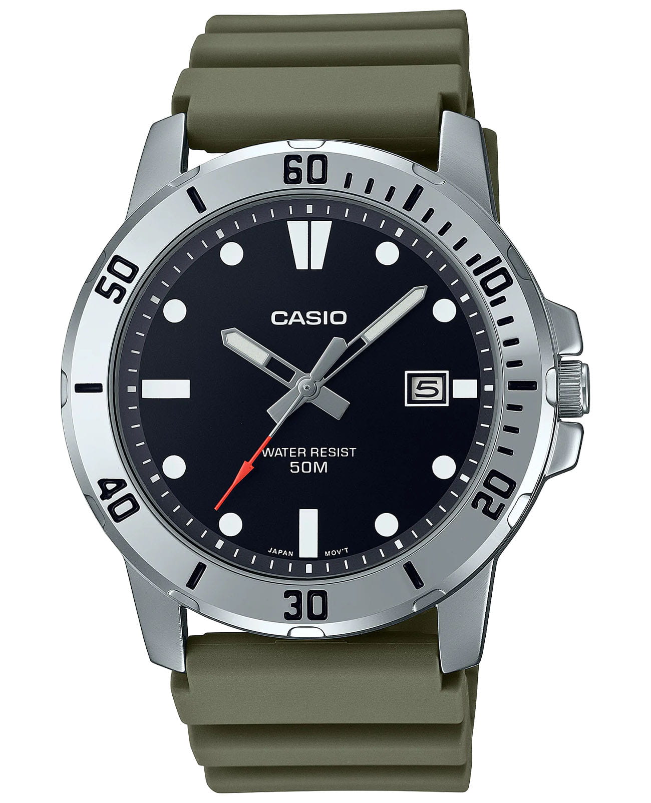 Casio Casio Collection MTP-VD01-3EVUDF (MTP-VD01-3E)  MTP-VD01-3E кварцевые мужские часы черный циферблат, браслет силикон — вид спереди