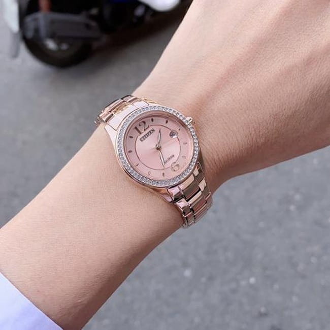 Citizen Citizen Eco-Drive FE1252-82X кварцевые женские часы часы крупный план розовый циферблата