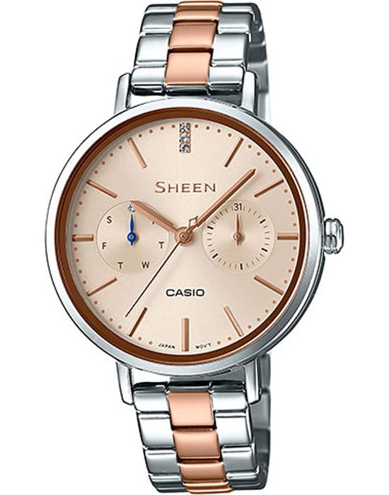 Casio Casio Sheen SHE-3054SPG-4A  SHE-3054SPG-4A кварцевые женские часы  циферблат, браслет сталь с ip покрытием — вид спереди