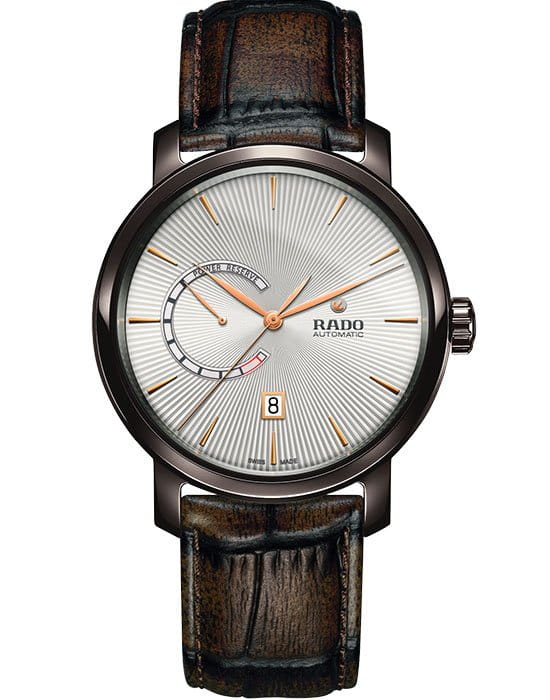 Rado Rado Diamaster Power Reserve R14140026 Automatic R14140026 механические мужские часы серебристый циферблат, браслет кожаный — вид спереди