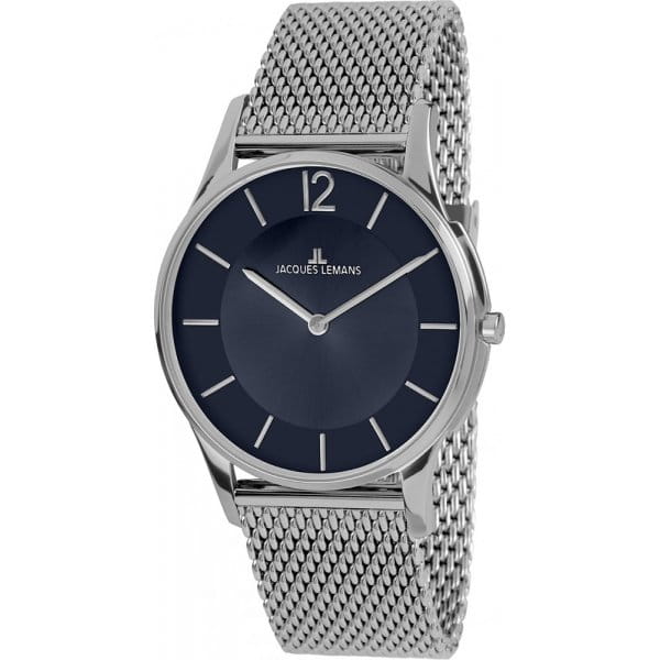 Jacques Lemans Jacques Lemans 1-1944H  1-1944H кварцевые женские часы синий циферблат, браслет нержавеющая сталь — вид спереди