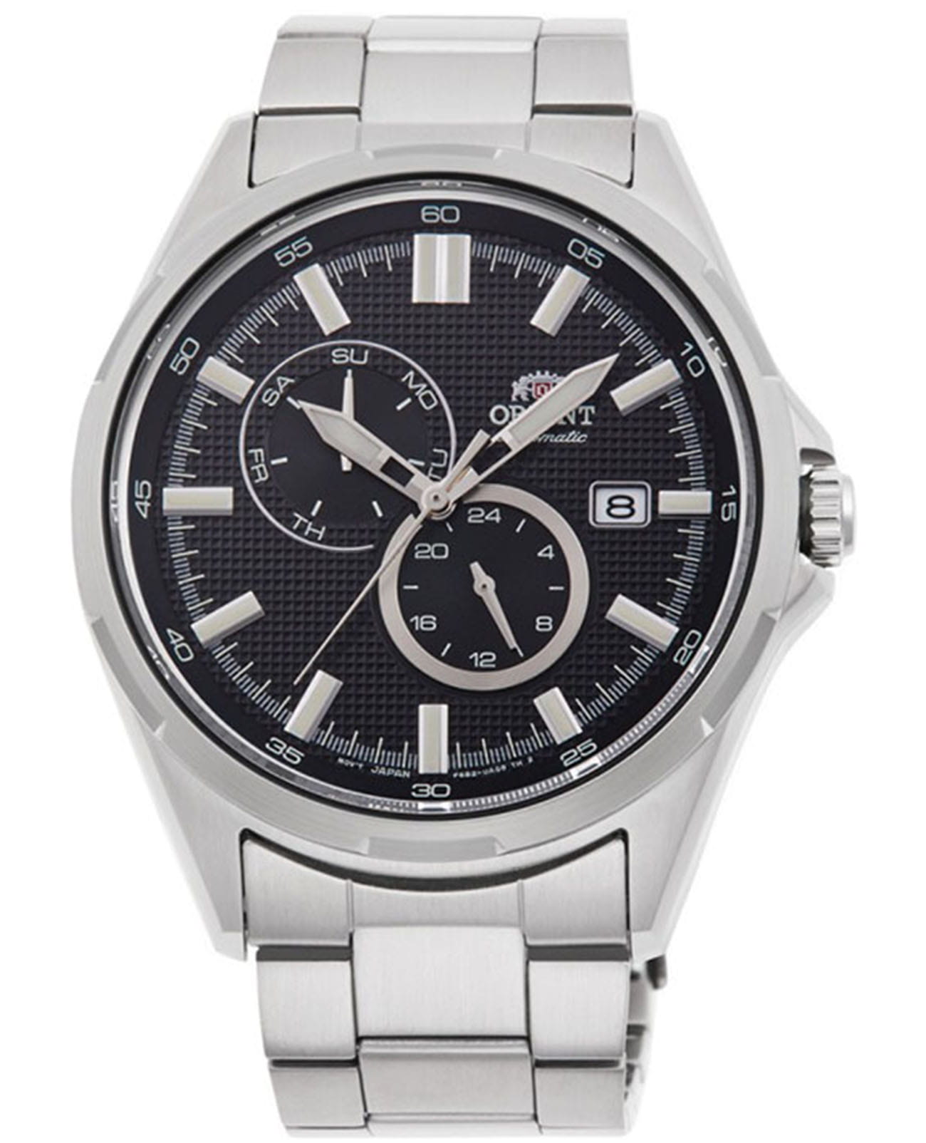 Orient Orient RA-AK0602B1 (RN-AK0602B)  RA-AK0602B механические мужские часы черный циферблат, браслет нержавеющая сталь — вид спереди