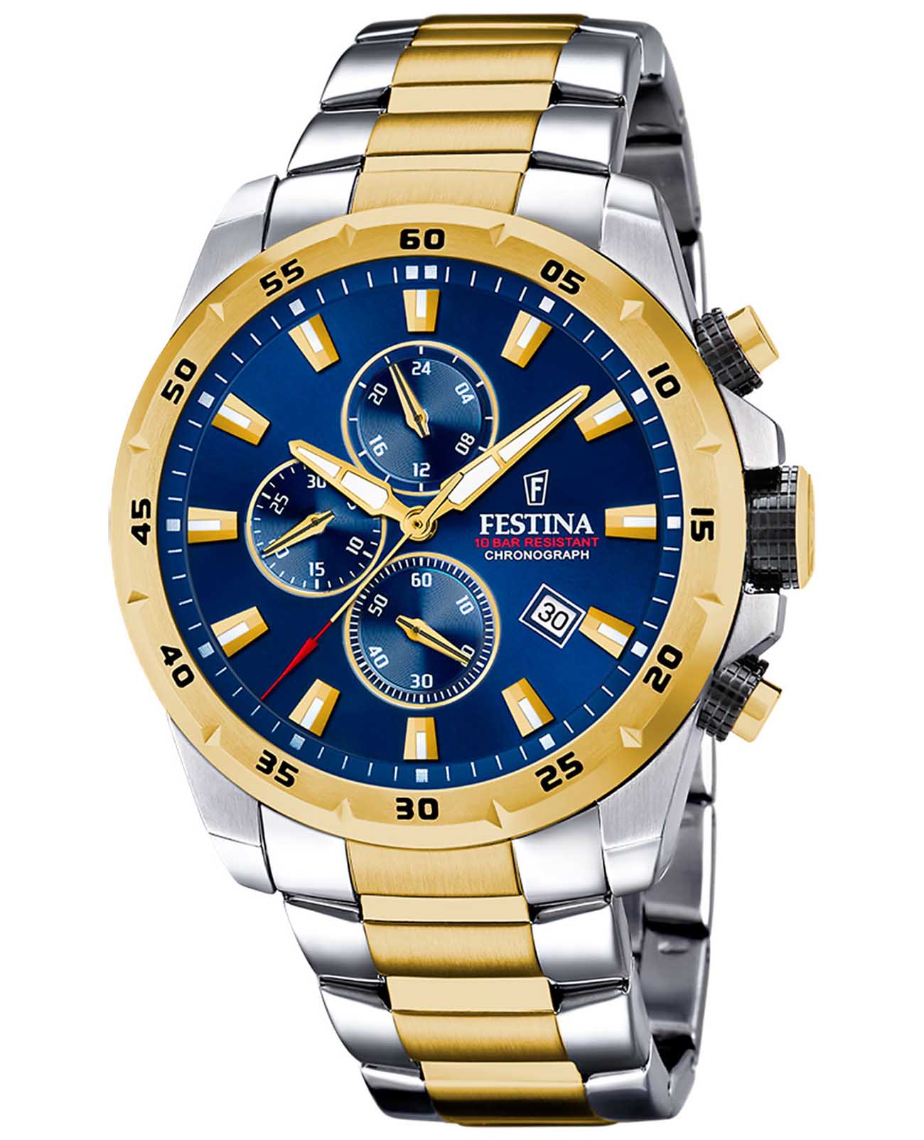 Festina Festina Chrono Sport F20562/2  F20562/2 кварцевые мужские часы синий циферблат, браслет сталь c pvd покрытием — вид спереди
