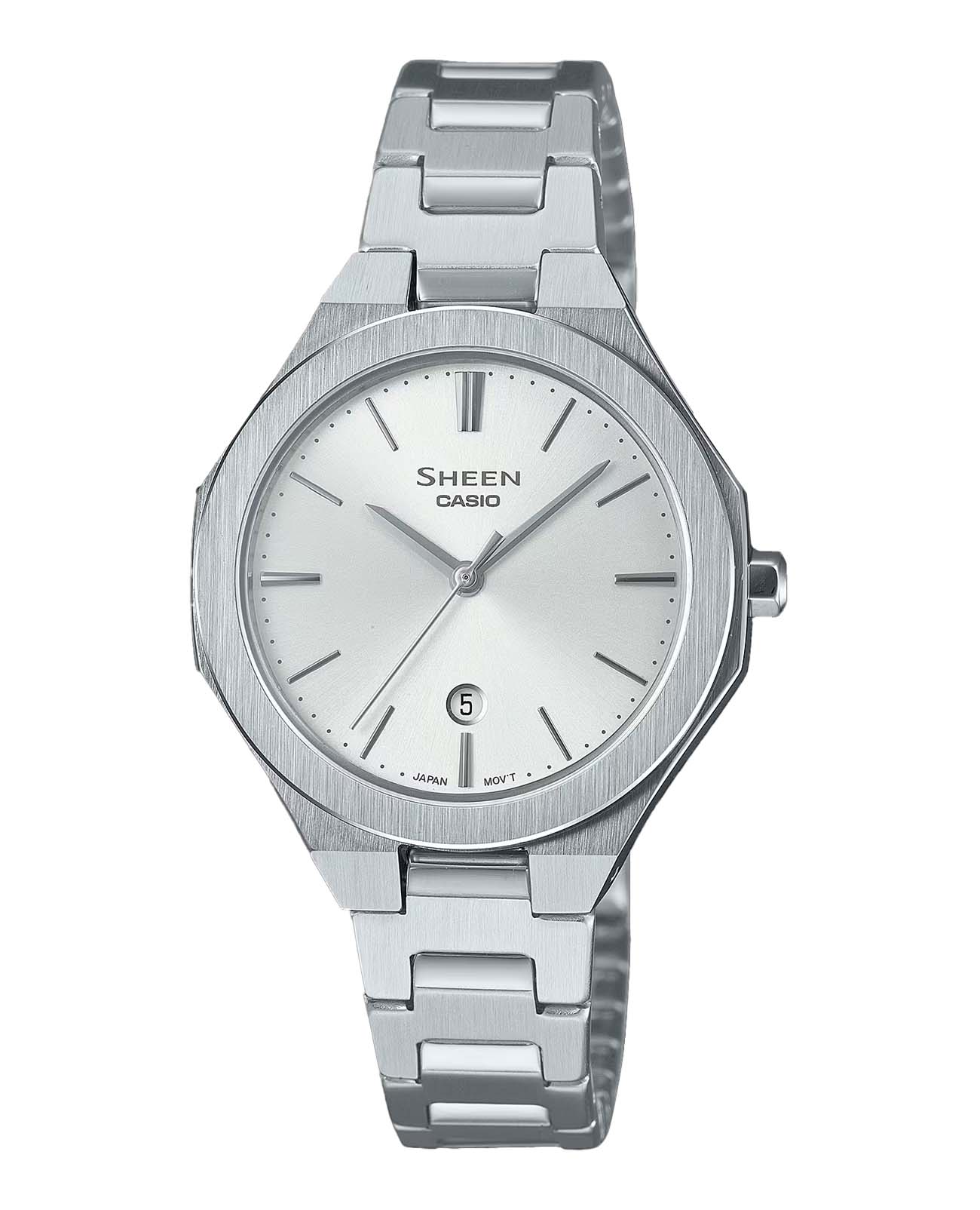 Casio Casio Sheen SHE-4563D-7AUDF  SHE-4563D-7AUDF кварцевые женские часы белый циферблат, браслет нержавеющая сталь — вид спереди